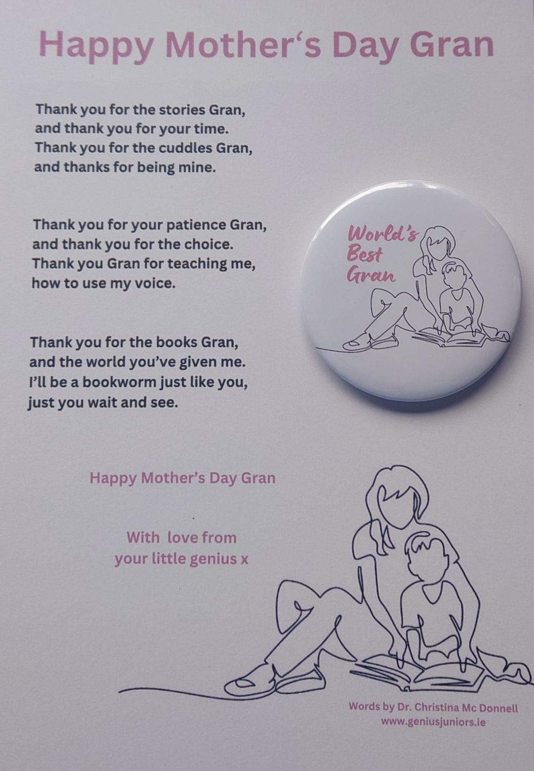 World's Best Gran- Mother’s Day Print + Badge