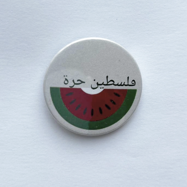 Free Palestine Badge - Arabic Watermelon