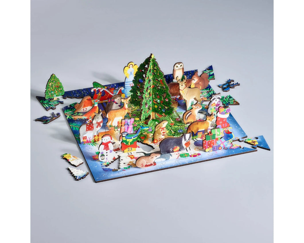 Winter Woodland - Advent Calendar with 25 Stand Up Pieces- Wooden Wentworth Puzzle