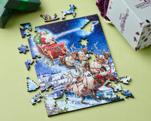 Load image into Gallery viewer, Santa&#39;s Sleigh - Large Half Cracker - 140 Piece Wooden Wenthworth Puzzle
