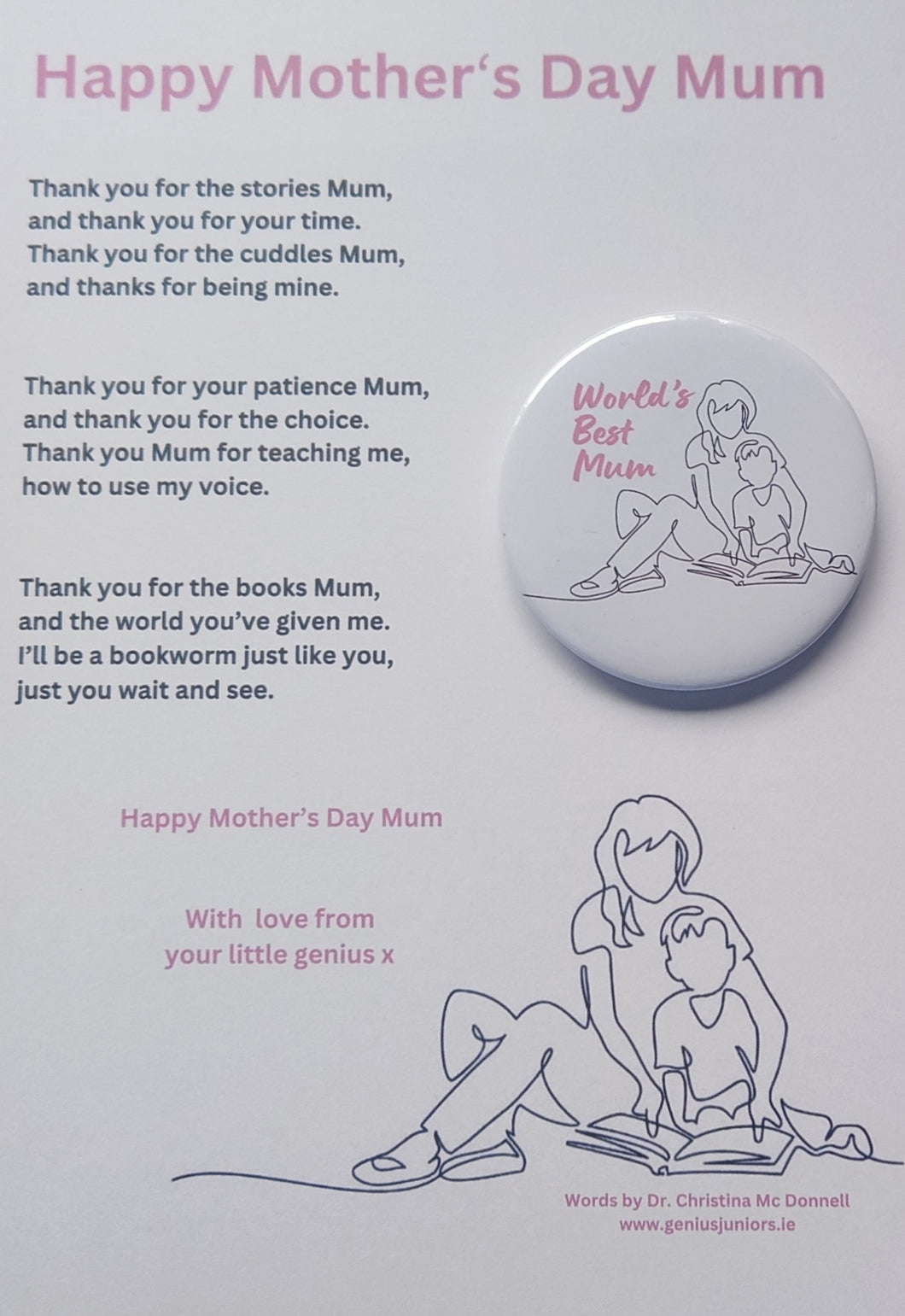 World's Best Mum- Mother’s Day Print + Badge