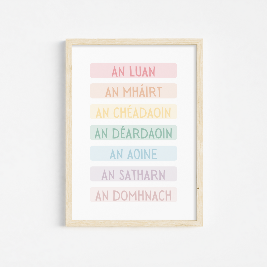 Irish Days Print- Laethanta na Seachtaine